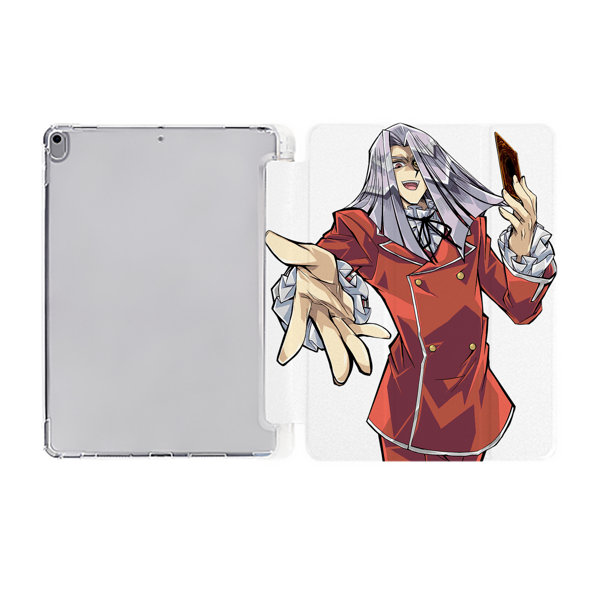 （画像用） 遊☆戯☆王 Yu-Gi-Oh! IPad ケース ペン収納付き 三つ折りスタンド PUレザー×シリコン 対応機種9.5/10.5/10.9インチ